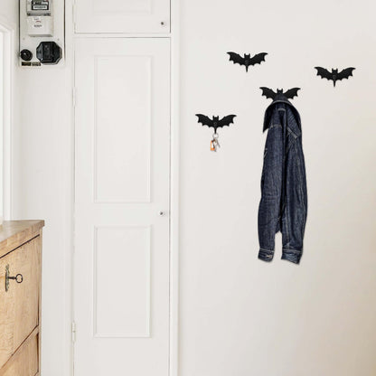 4 Pcs Wooden Bat Wall Hook For Keys Hat Bag Towel Clothes, Mini Bat Hanger Wall Mounted With 4 Hooks, Gothic Home Decor For LivingRoom Bedroom Bathroom Kitchen Gothroom Halloween Gothic Decoration
