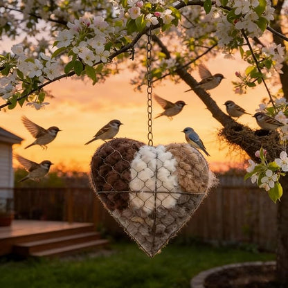 Handmade Fiber Bird Nesting Heart Build Birdhouse Wool Material Balls for Wild Birds