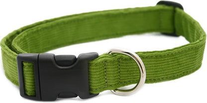 Hemp Corduroy Dog Collar - No Pattern (1" Large, Avocado)