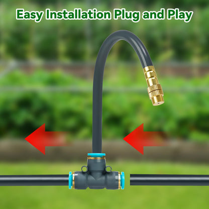 360°Adjustable Drip Irrigation System 200FT,5/16" Extra Long Garden Watering Kit with 32 Copper Nozzles,141Pcs Drip Irrigation Kit，Automatic Atomizing Plant Sprinkler for Large Yard, Greenhouse, Lawn