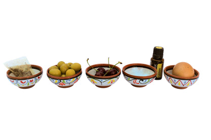 Cactus Canyon Ceramics VERY SMALL Spanish Terracotta 5-Piece VERY SMALL Mini-Bowl (Pinch Bowls) Set, White