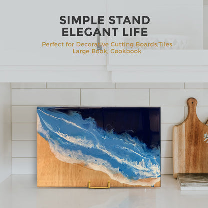 TR-LIFE 10 Inch Large Plate Stands/Holder for Display - Metal Picture Frame Holder Stand + Small Easels for Decorative Plate, Platter, Book, Plaques, Photo, Tabletop Art (Gold 2 Pack)