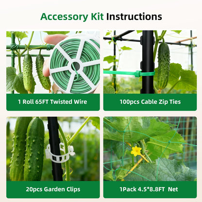 Laodier Cucumber Trellis for Raised Bed, U-Shape Garden Arch Metal Support for Climbing Plants, Metal Arch Plant Support Vegetables Trellis, Plant Support for Vine Outdoor(Black, 63*30*47inch(L*W*H))