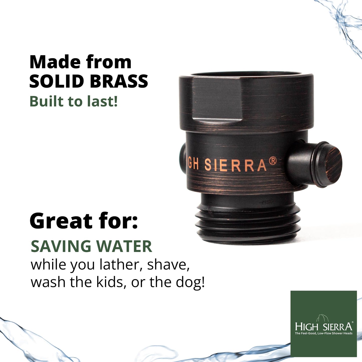 High Sierra® - All Lead-Free Brass Trickle Valve For Shower Heads. For Pause & Pressure Control. Easy To Push Button Reduces The Flow of Water or Shuts It Off to Just a Trickle - Matte Black
