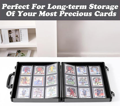 Azamou Toploader Binder for Trading Cards, Hard Cases, Holds 216 Toploaders, 9 Pocket Sleeves for 3" x 4" Cards (Gray 216-Toploaders)