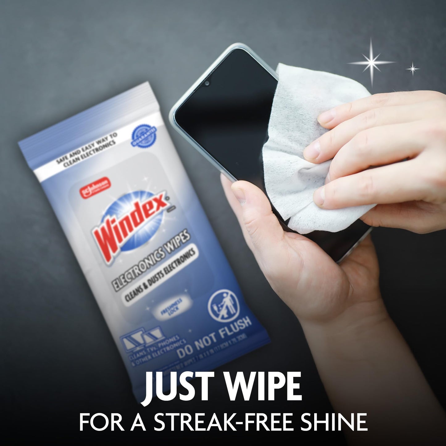 Windex Electronic Cleaning Wipes, Pre-Moistened Screen Wipes for TVs, Phones, and Other Electronics, Resealable for a Freshness Lock, 25 Count (Pack of 3)