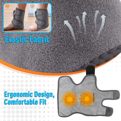 Ankle Massager,3-in-1 Wearable Hot & Vibration Massager for Feet, Ankles, and Arms | Reusable Heating Pad Brace for Home Recovery (Grey)