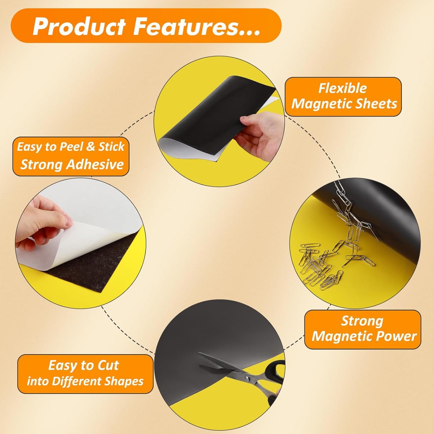 Adhesive Magnetic Sheets 8.5 x 11 Inch, 50 Packs Magnetic Sheets with Adhesive Backing - 0.5mm Thickness Flexible Magnet Sheets for Dies Storage, Craft Projects, Photos, School, Office