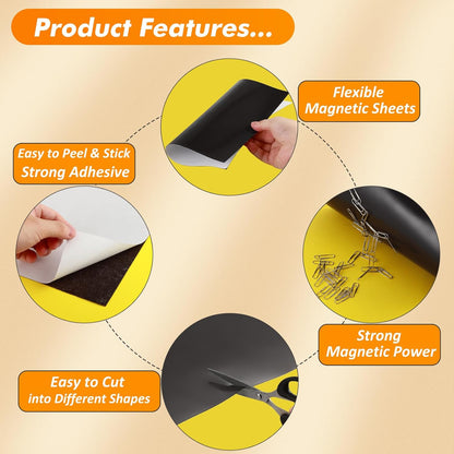 Adhesive Magnetic Sheets 8.5 x 11 Inch, 50 Packs Magnetic Sheets with Adhesive Backing - 0.5mm Thickness Flexible Magnet Sheets for Dies Storage, Craft Projects, Photos, School, Office