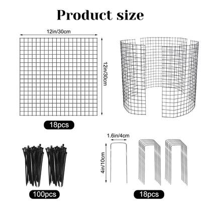 18 PCS Round Plant Protector from Animals, 6Pack 12'' x 12'' Metal Plant Cages，18Pcs Metal Mesh to Keep Animals Out, Garden Protection Bunny Barricades, Wire Plant Protectors for Rabbits Chicken Duck