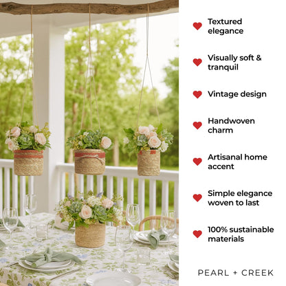 PEARL + CREEK Haven Set 3 Pink Hanging Planter - Tea Light Candle Holder
