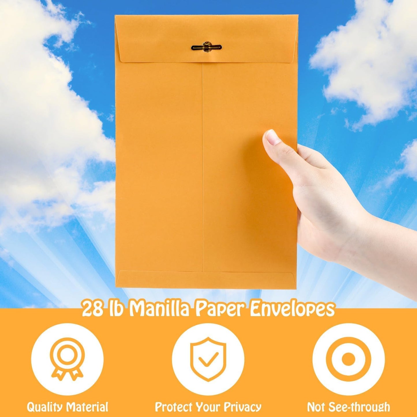 gisgfim 200 Pcs 6 x 9 inch Clasp Manilla Envelopes with Gummed Seal, Small Mailing Envelope with Clasps Closure 28 lb Kraft Paper Yellow Folders for Storing or Mailing Business Document Office