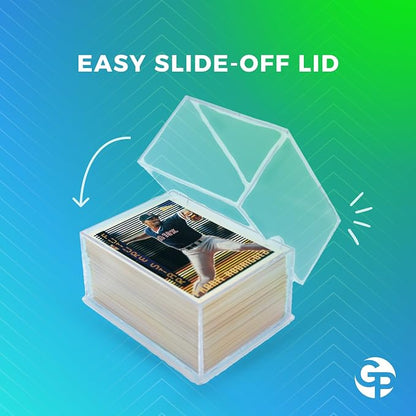 Gary Plastic Packaging 10-Pack Clear Acrylic Card Storage Boxes with Lids – Holds up to 100 Standard Trading Cards Each, Stackable Organizer for Sports & TCG Cards (Unsleeved)