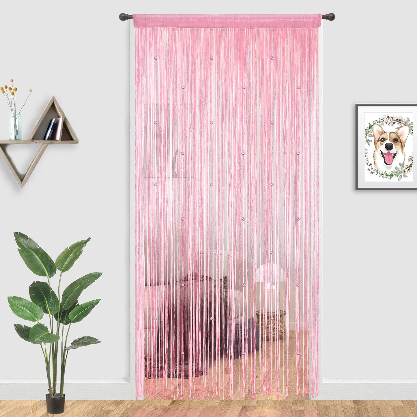 YIIBAII Beaded Curtain Beaded Curtains for Doorways Weave Suitable for Interior Decoration and Partitions Hippy Closet Curtains (Pink, 35"x79")