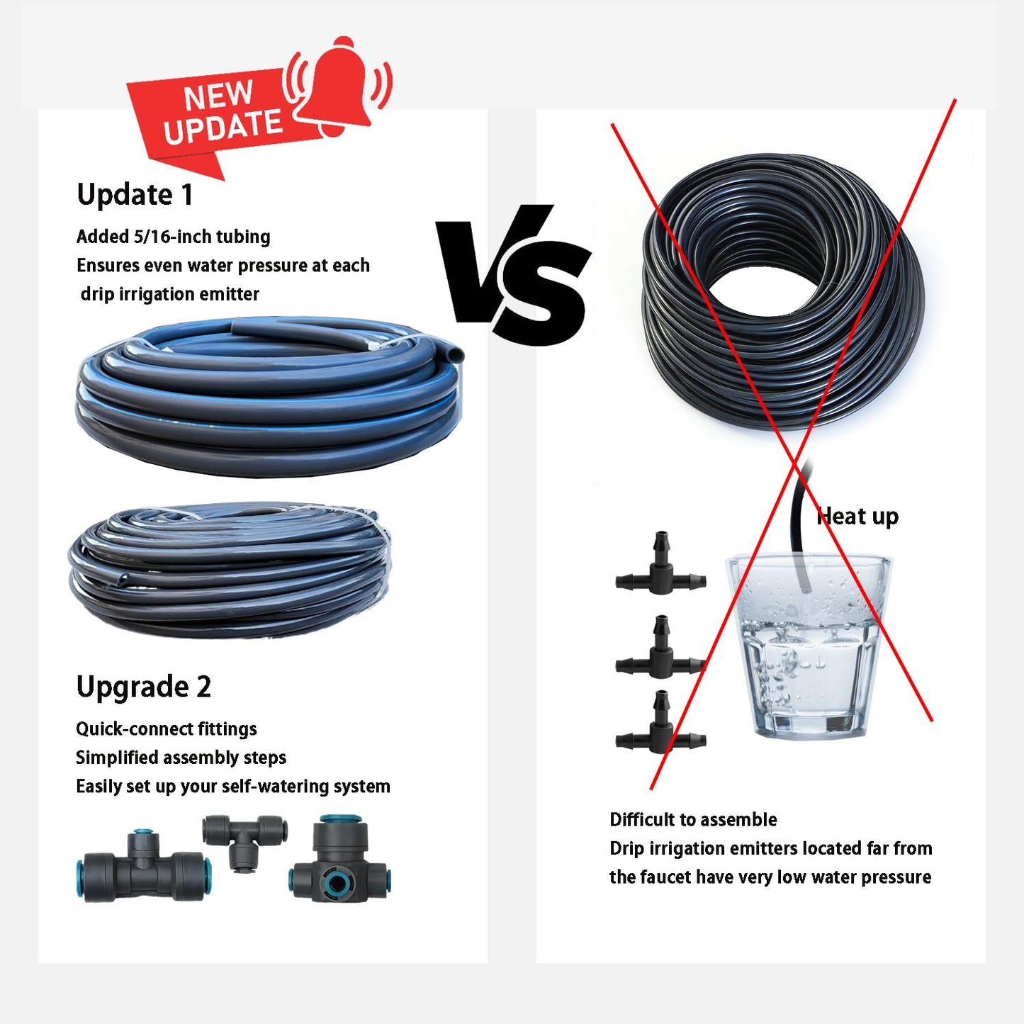 Drip Irrigation System for Garden with Water Timer Plug-in Quick Connection Drip Irrigation Kit 5/16“ID and 1/4 Inch Pipe Auto Watering System for Garden Spray, for Greenhouse, Lawn, Potted Plants