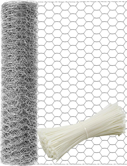 TOYPOPOR Chicken Wire 16'' x 396''(40cm x 10m), Outdoor Anti-Rust Hexagonal Galvanized Chicken Wire Mesh Fencing to Protect Gardening Plants Vegetables Flowers Fruits From Dogs Rabbits Squirrels, 32ft