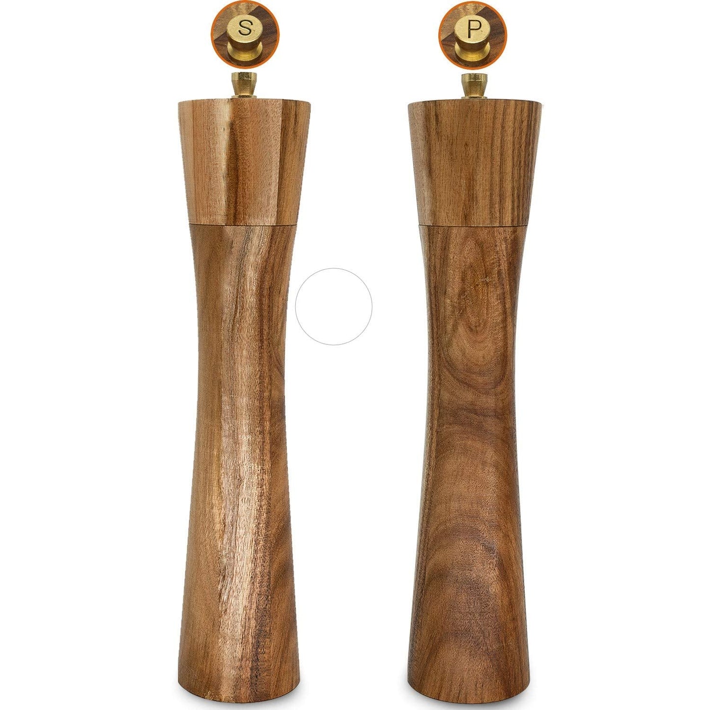 Wooden Salt and Pepper Grinder Set,Refillable Salt and Pepper Mill with adjustable Coarseness,Acacia Wood pepper grinder manual, Salt and Pepper Shaker Set Tableware Gifts-Ideal for Gifting 10IN