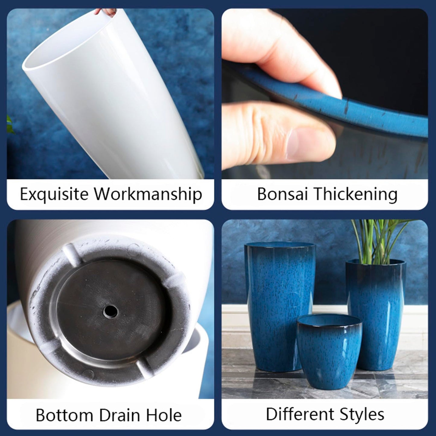 Tall Plant Pots Cement Grey Finish Unbreakable Flower Pot with Drainage Holes&Tray 11+12+21Inch H Planters For Garden Patio Indoor Outdoor Plants Modern Décor for Tall Plants Gift For Plant Lovers