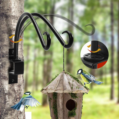 Maosen 16 Inch Swivel Plant Hangers Outdoor - 2 Pack Black Iron Plant Hanging Hook Bracket for Flowers Baskets Planter Pots Bird Feeder Lanterns Wind Chimes