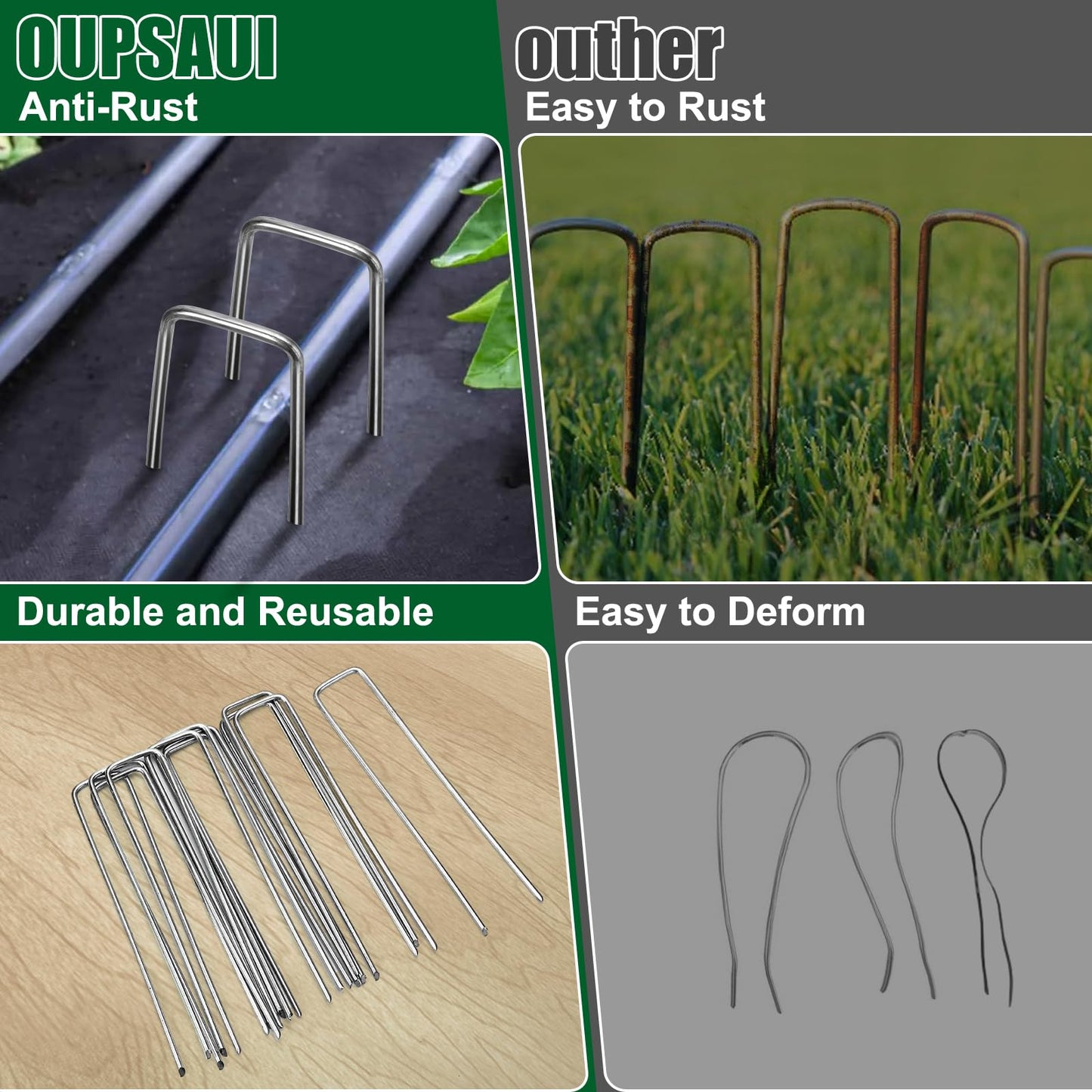 OUPSAUI 12 Inch Galvanized Landscape Staples Stakes, 25/50/100/200pcs Garden Metal Stakes for Weed Barrier Fabric, Fence Stakes, Tent Stakes, Christmas Decorations (25pcs)