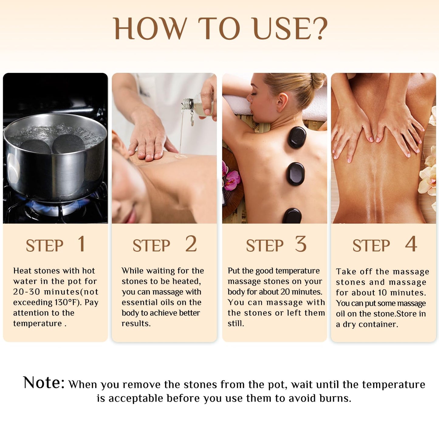 HDYAR 7 Pieces Hot Stones Massage Set - 6 Large Oval Massage Stones for Body Massage and 1 Heart-Shaped Basalt Stone Gua Sha Tool for Face Hot Rocks for Home Spa, Relaxing, Pain Relief