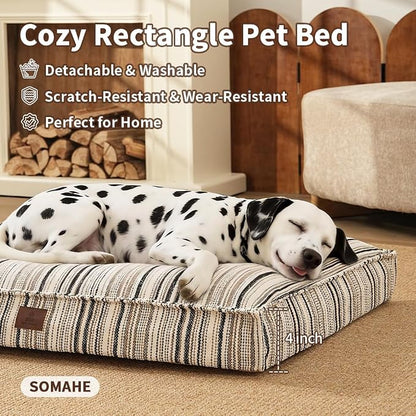 SOMAHE 4 Inch Orthopedic Dog Bed for Crate, 27 x 20 Inch, Black Chenille | Washable Removable Cover, Waterproof Inner Liner, Non-Slip Bottom, Orthopedic Dog Crate Mattress for Medium & Large Dogs