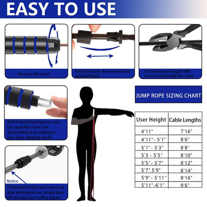 Adjustable Weighted Jump Rope, 9ft Long Tangle-Free Rapid Speed Jumprope for Exercise Calisthenics Fitness Jumping Skipping Double Dutch Boxing Crossfit, Workout Stuff for Women Men Kids Adult