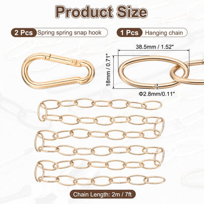 uxcell 7ft Lighting Hanging Chain, 2.8mm/0.11" Looping Metal Pendant Chandelier Chain Extension with 2 Spring Snap Hook for Hanging Plant Pendant Chandelier Light Fixture, Rose Gold