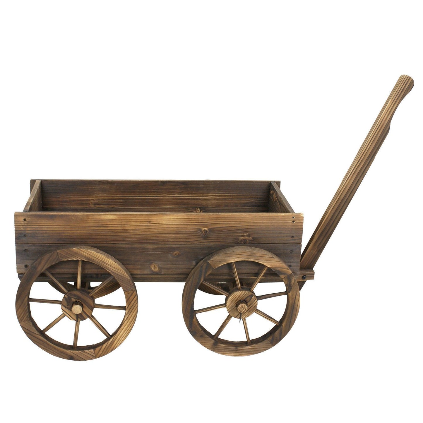 Rungfa Garden Wood Wagon Flower Planter Pot Stand with Wheels Home Outdoor Decor