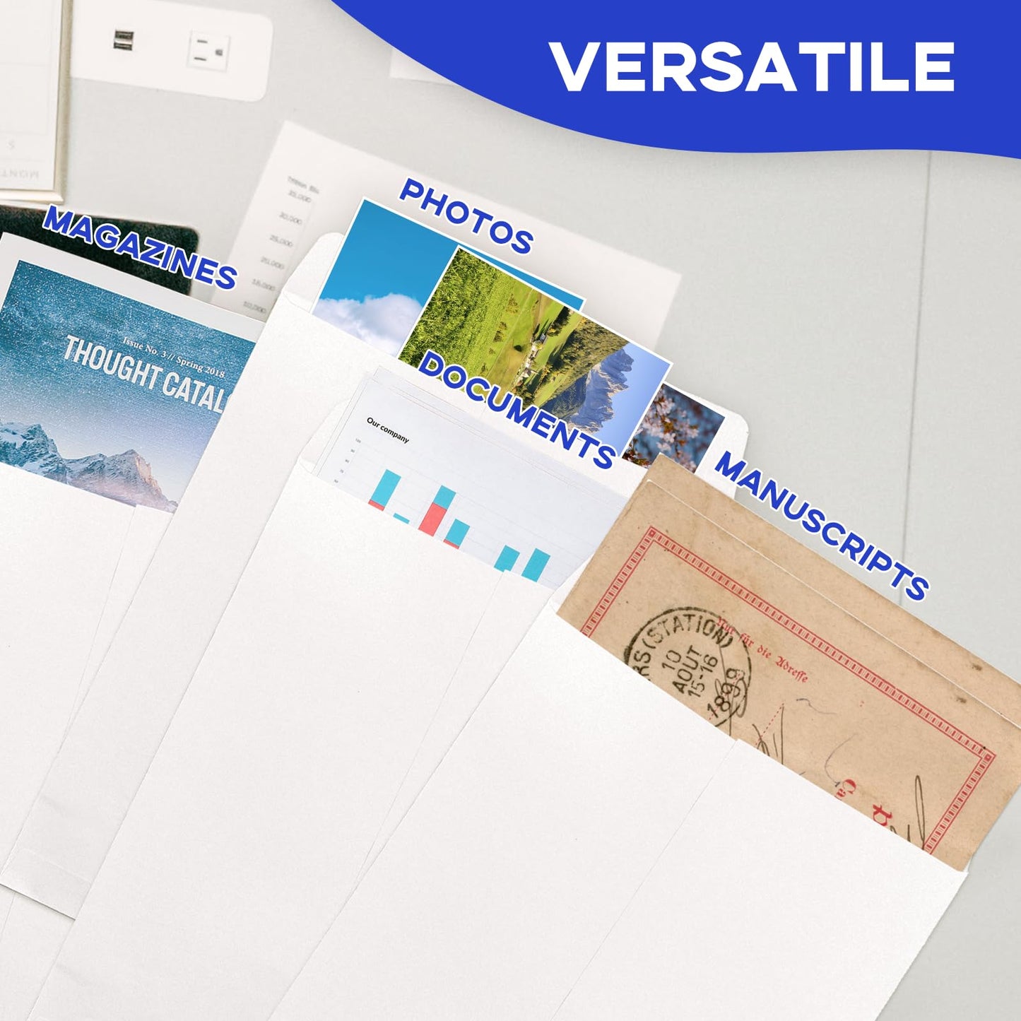 100 White Envelopes 9x12 Self Seal, Goefun Catalog Large Mailing Envelopes 9x12 Letter Size - 80GSM Paper