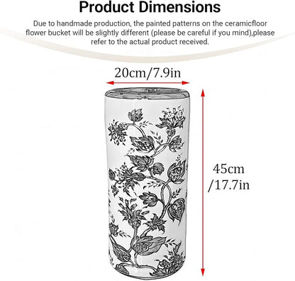 Ceramic Umbrella Stand Umbrella Holder for Entryway Hand-Made Umbrella Stand Barrels Umbrella Holder Cane Floor Standing Vase Ceramic Storage Bucket for Home Office Entrance Indoor.(A)