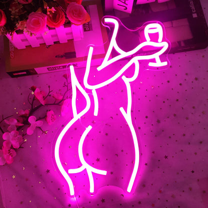 Ajoyferris Lady Back Neon Sign Dimmable LED Lady Sign Woman Neon Sign Sexy Lady Neon Signs for Bedroom Man Cave Bar Store Home Party Art Decor Gifts(16X11 inches,Blue)