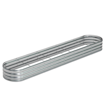 Yortrek Galvanized Raised Garden Bed Outdoor, 12x1.5x1ft Metal Heavy Duty Planter Boxes for Gardening, Easy Assemble Bottomless Small Oval Plant Container Kit for Vegetable, Flower, Fruit, Silver