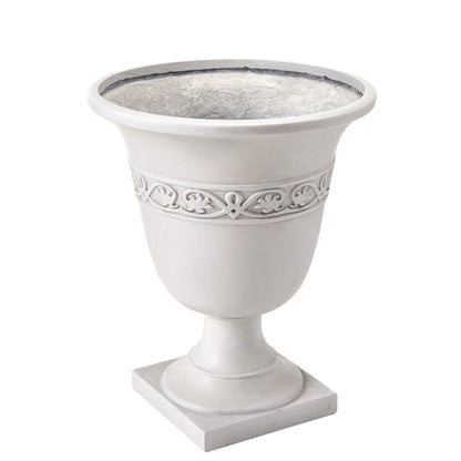 Christopher Knight Home Sical Round Concrete Planter Set of 2, 2 Pack Garden Flower Pot with Drainage Hole, MGO Patio Urn Planter for Outdoor Plants, Outdoor Planter Box, No Assembly, Antique White
