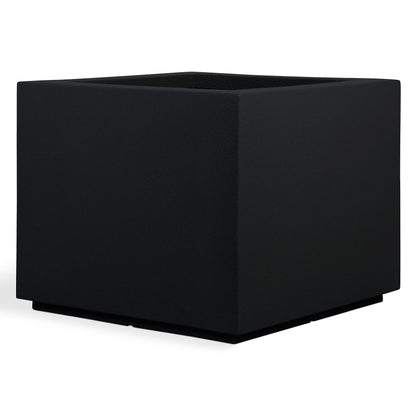 PolyStone Monterray Modern Outdoor/Indoor Square Planter - 23" x 23" x 19" H - Lightweight Weather Resistant Stone-Look Resin Planter - Commercial & Residential - Black