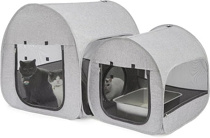 Portable Cat Playpen, Delivery Room, Enclosure, Postoperative Recovery, House Design for Better Standing, Foldable Pet Tent for Indoor and Outdoor Use, Cat Houses & Condos (Light Grey)