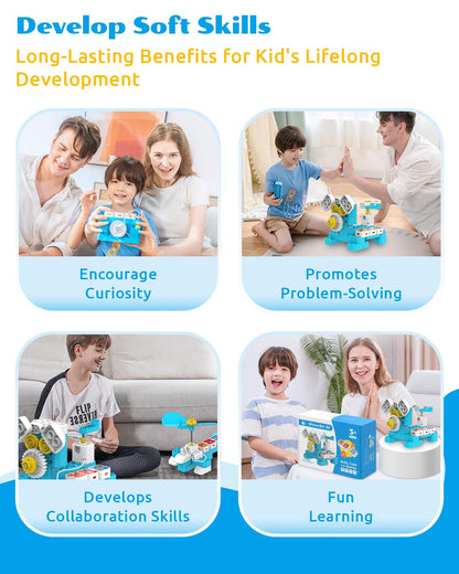 WhalesBot A1 Coding Toy for Kids, Building Block Robot, Fun STEM Toy with Magnetic Controller and Sensor Blocks, Screen-Free Coding with 3 Guide Books for Kids 3-6
