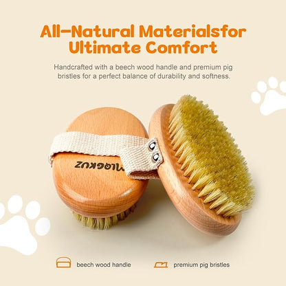 Professional Dog Brush Boar Bristle for Short-Haired Dogs - Reduces Shedding, Non-Slip Grip, Gentle Grooming