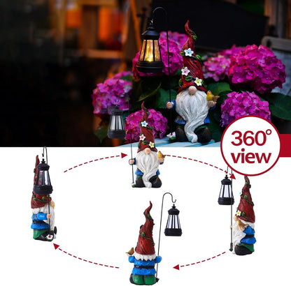Pohabery Gnomes Outdoor Statue with Solar Lights,Solar Garden Gnomes Decorations for Yard Patio Outside Gnome Garden Decor, Gnomes Gifts for Women Mom