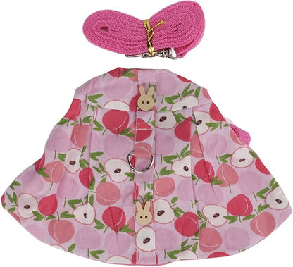 Rabbits Harness Leash Cute Breathable Pet Chest Traction Rope Set for Guinea Pigs Hedgehogs Soft Cotton Cloth Nylon Webbing Stylish Outfit (S)