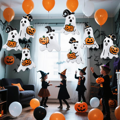 Larber 12 Packs 16 Inches Halloween Inflatable Ghost Outdoor Decorations PVC Inflatable Hanging Ghost Ornaments Blow Up Ghost for Halloween Party Yard Garden Outdoor Decoration