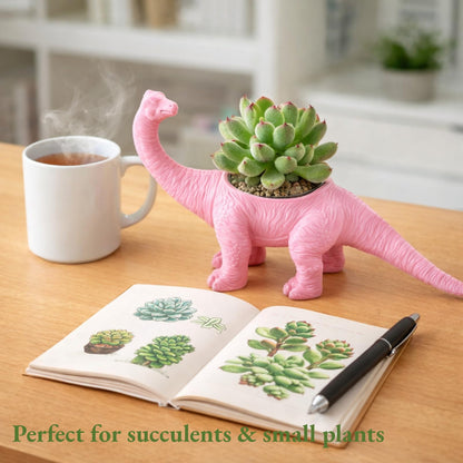 AUNMAS Dinosaur Planter Pot, Small Decorative Flower Pot for Indoor Plants, Cute Desktop Decor for Home Office, Holder (Pink)