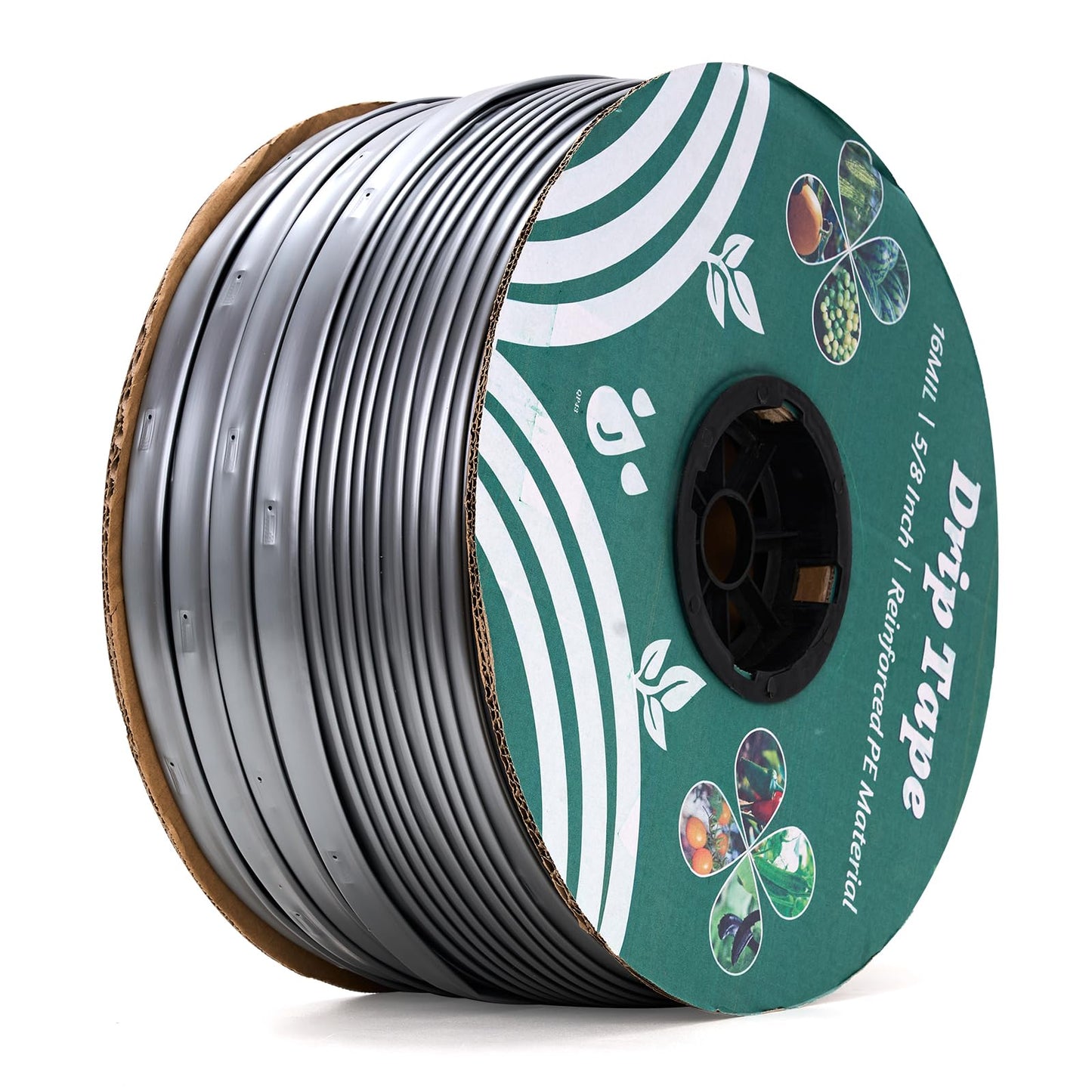 2000FT 5/8" Drip Tape Irrigation, 16 Mil Heavy Duty with 6" Emitter Spacing, Silver Reflective Drip Tape Resistant to Pecking & Biting, Heat-Safe for Seedlings, Ideal for Garden Farm Greenhouse Patio