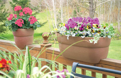 Emsco Group 2434-1 Bloomers Self-Watering 24" Weatherproof Resin 6" Railings – White Rain Planter Grow Box