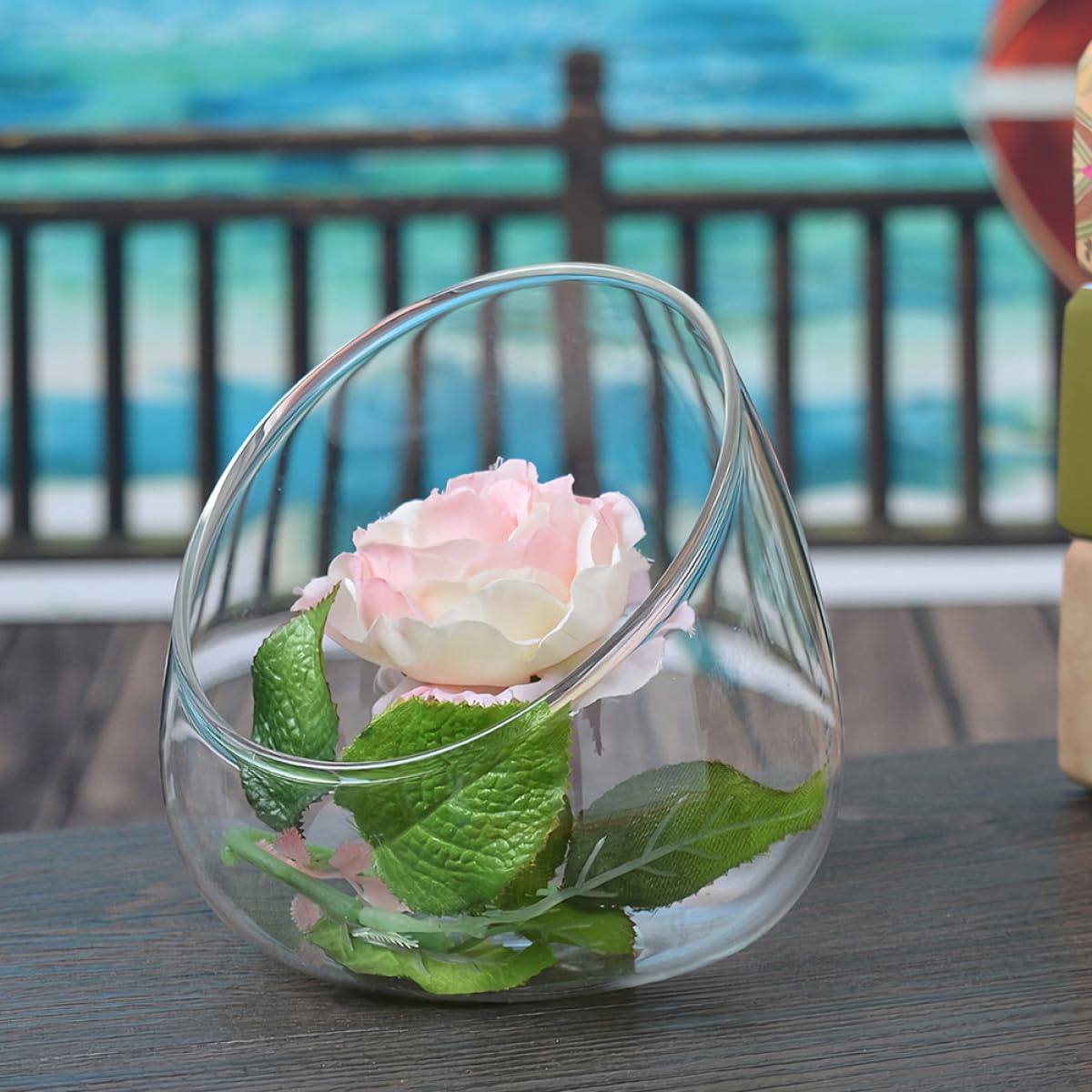 SECFOU 3pcs Slant Cut Micro Landscape Glass Bottles Ecological Terrarium Jar Plant Holder for Succulent Desktop Home Décor