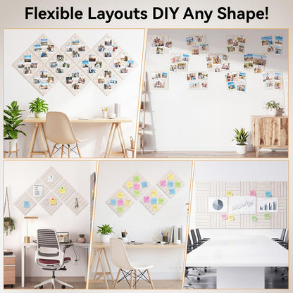 Fuyoooo 18 Pack Large Felt Bulletin Board 71"x36" Cork Board Alternative Jumbo DIY Decorative Pin Wall Panel Self-Adhesive Reusable Bulletin Wall Panels for Home Office Classroom 30x30cm Each (Khaki)