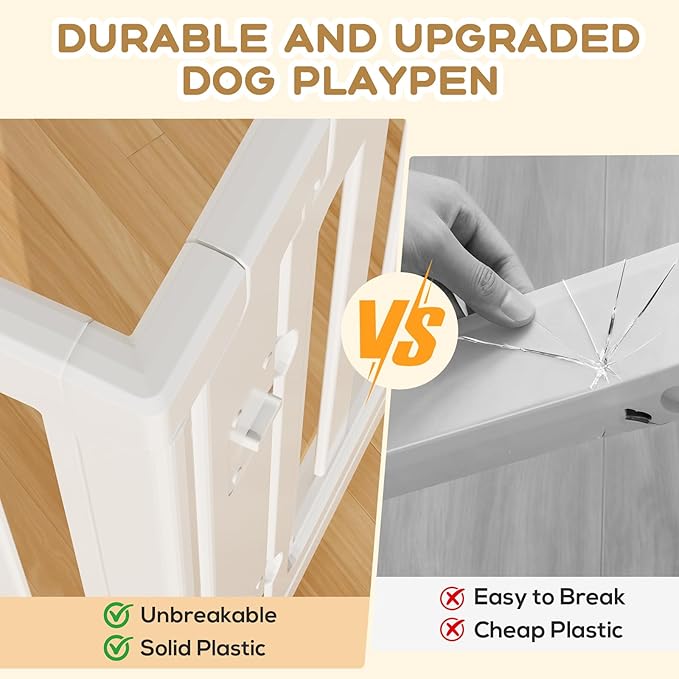 Dog Playpen, Clear Dog Pen, Dog Pen Indoor, Easy to Install and Remove Dog Play Pen, Puppy Playpen Suitable for Dogs, Cats,Dog Playpen Indoor (White, 23.6 inch Height, 10 Panels)