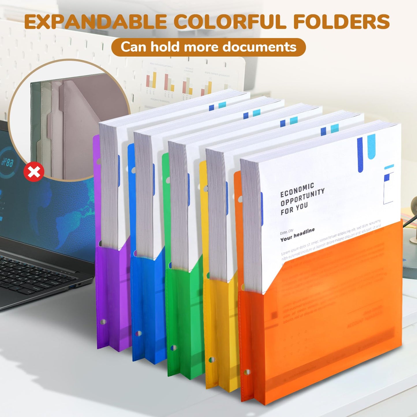 JoyCat 3 Ring Binder Clipboard with Storage,12.4"x10.2"Magnetic Clipboard Folder with 5 Expandable Folders,Refillable Lined Notepad (11" x 8.5"),Ideal for School Office Nursing(Khaki)