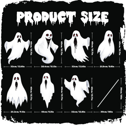 7 Pack Ghost Halloween Yard Signs, Large Halloween Yard Decorations with Stakes, Waterproof Scary Outdoor Holiday Ghost Decor for Yard Lawn Garden, 16” Big Size