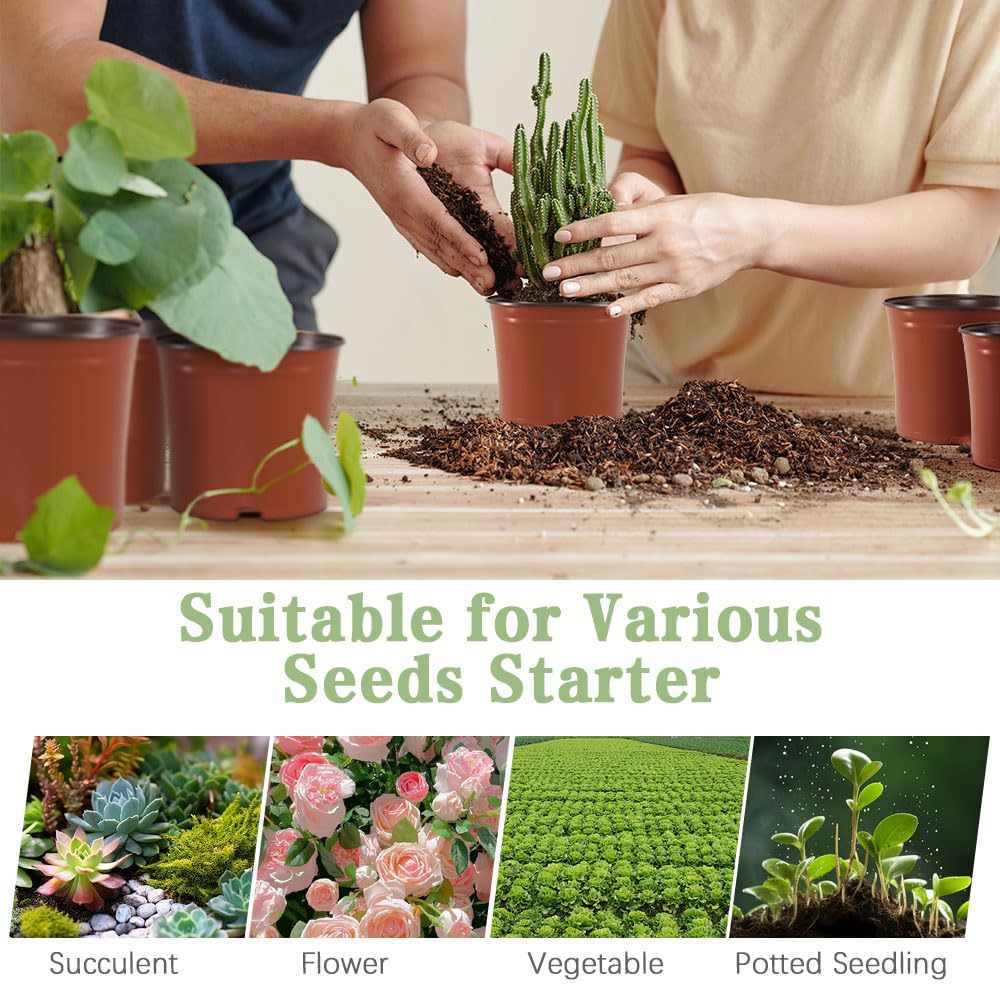 Bluckincle 100 PCS 4 Inch Plant Nursery Pots and 6 Inch Plant Seedling Pots